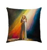 SurArt 69 Outdoor Pillow adding a pop of color and design to an outdoor seating area, showcasing its weather-resistant qualities.